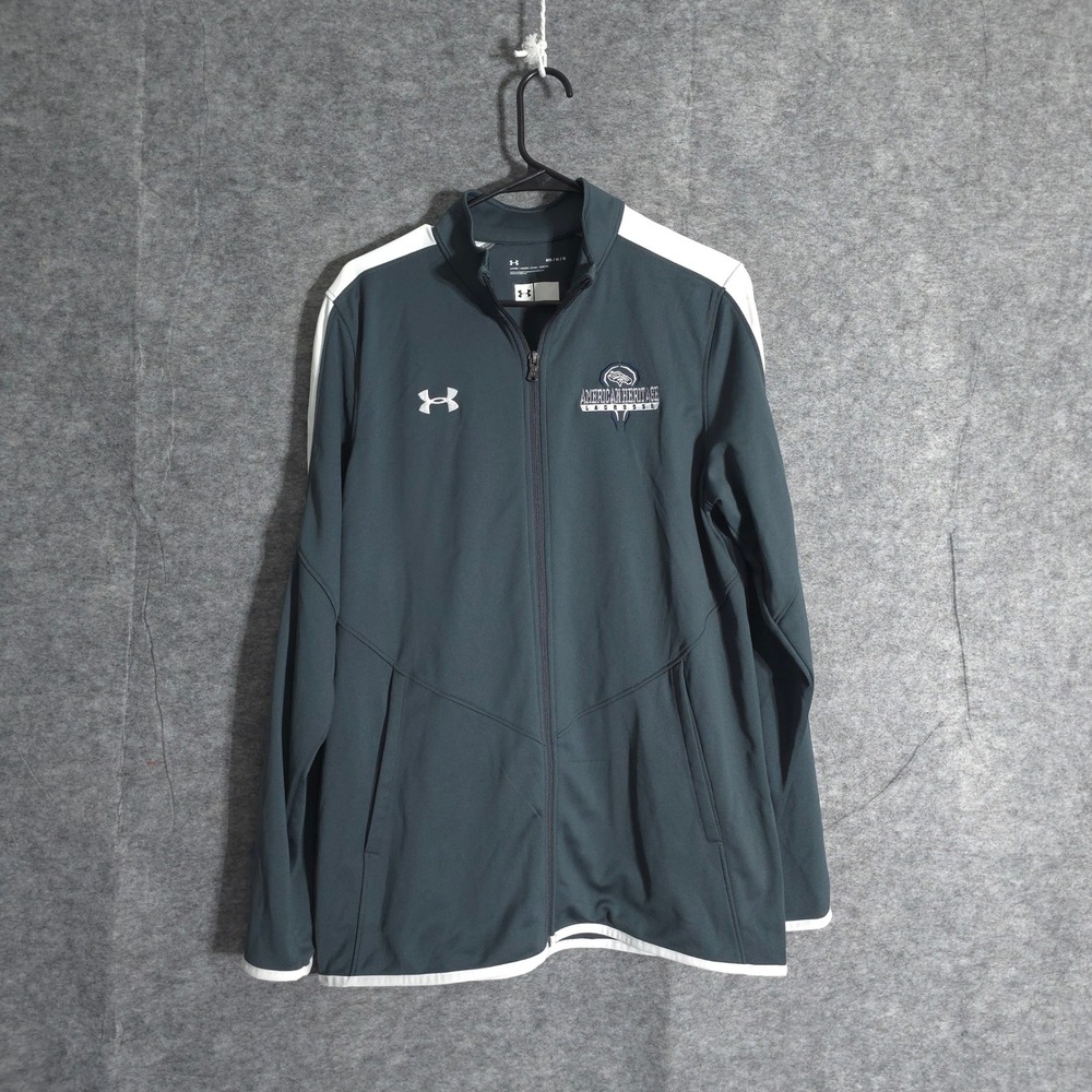 Under Armour American Heritage Lacrosse Jacket Mens Medium‎ Full Zip Gray White